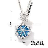 Starry Sky Theme Brass Pave Clear Cubic Zirconia Pendant Necklace for Women, Round, 15.75 inch(40cm)(AQ6325-4)