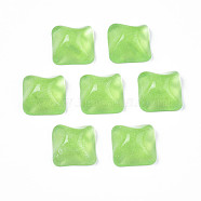 Transparent Resin Cabochons, Water Ripple Cabochons, with Glitter Powder, Square, Lime Green, 16x16x8.5~9mm(CRES-N031-004A-C03)