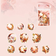 20Pcs 10 Styles Laser PET Waterproof Decorative Stickers, Self-adhesive Flower Moon Decals, for DIY Scrapbooking, Orange Red, Packing: 177x103mm, 2pcs/style(PW-WG21399-07)