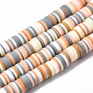 Handmade Polymer Clay Beads Strands, for DIY Jewelry Crafts Supplies, Heishi Beads, Disc/Flat Round, Silver, 8x0.5~1mm, Hole: 2mm, about 350~387pcs/strand, 15.75 inch~16.14 inch(40~41cm)(CLAY-R089-8mm-108)