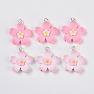 Opaque Resin Pendants, with Loop, Flower, 26x23x5mm, Hole: 2mm(RESI-H162-07P-01)