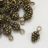 Tibetan Style Pendants, Cadmium Free & Nickel Free & Lead Free, Antique Bronze Color, Pine Cone, 13x7x5.5mm, Hole: 2mm(S-TIBEP-ZA10-0909Y-AB)