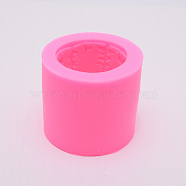 Christmas Pattern Column Silicone Candle Molds, Resin Casting Molds, For UV Resin, Epoxy Resin Craft Making, Pink, 77x68mm, Inner Diameter: 55mm(DIY-WH0175-59)
