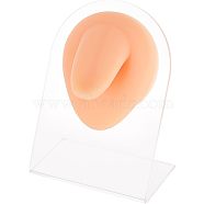 Soft Silicone Tongue Flexible Model Body Part Displays with Acrylic Stands, Jewelry Display Teaching Tools for Piercing Suture Acupuncture Practice, Saddle Brown, Stand: 5.05x8x10.5cm, Silicone Tongue: 7.3x5.9x3.7cm(ODIS-WH0002-23)