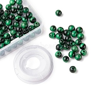 100Pcs 8mm Natural Green Tiger Eye Round Beads, with 10m Elastic Crystal Thread, for DIY Stretch Bracelets Making Kits, 8mm, Hole: 1mm(X1-DIY-LS0002-08)