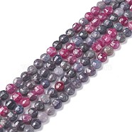 Natural Red Corundum/Ruby and Sapphire Beads Strands, Faceted, Flat Round, 4x2.5mm, Hole: 0.6mm, about 102pcs/strand, 15.35 inch(39cm)(G-S362-013)