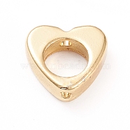 Brass Bead Frame, Long-Lasting Plated, Heart, Real 18K Gold Plated, 10x10x3mm, Hole: 0.9mm(X-KK-K241-24G)