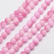 Natural Malaysia Jade Bead Strands, Round, Dyed, Hot Pink, 6mm, Hole: 0.8mm, about 64pcs/strand, 15 inch(X-G-A146-6mm-C04)
