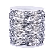 Jewelry Braided Thread Metallic Cords, Silver, 2mm, about 54.68 yards(50m)/roll(MCOR-S002-2.0mm-02)