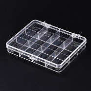 Polystyrene Bead Storage Containers, 12 Compartments Organizer Boxes, with Hinged Lid, Rectangle, Clear, 13x10.5x2cm, compartment: 3x3cm(CON-S043-025)