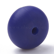Food Grade Eco-Friendly Silicone Beads, Chewing Beads For Teethers, DIY Nursing Necklaces Making, Rondelle, Dark Blue, 14x8mm, Hole: 3mm(SIL-Q001B-09)