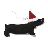 Dachshund Non-woven Fabric Pendant Decorations, for Christmas Tree Hanging Ornaments, Black, 175~185mm(HJEW-R125-03)
