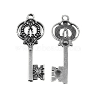 Tibetan Style Alloy Pendants, Cadmium Free & Lead Free, Skeleton key, Antique Silver, 42x16x2mm, Hole: 2.5mm(TIBEP-A25043-AS-LF)