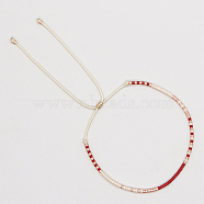 Glass Seed Braided Bead Bracelet, Adjustable Bracelet, Red, No Size(CG0646-10)