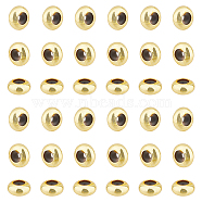 70Pcs Brass Beads, with Rubber Inside, Slider Beads, Stopper Beads, Long-Lasting Plated, Rondelle, Golden, 8x4mm, Hole: 1.4mm(KK-FH0007-14)