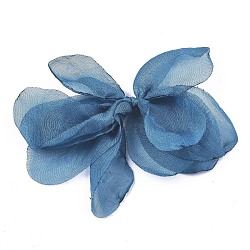 Bowknot Organza Ornament Accessories, For DIY Jewelry Making Craft, Steel Blue, 85~92x37~50mm(X-FIND-S303-04E)
