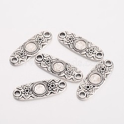 Alloy Cabochon Connector Settings, Cadmium Free & Lead Free, Antique Silver, 26x9.5x2mm, Hole: 2mm(X-EA281Y)