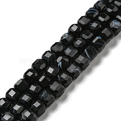 Dyed & Heated Natural Black Agate Beads Strands, Faceted, Cube, 5~5.5x5~5.5x5~5.5mm, Hole: 1.2mm, about 77pcs/strand, 15.16~15.24 inch(38.5~38.7cm)(G-G005-A01-01)