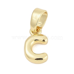 Brass Charms, Letter, Cadmium Free & Lead Free, Long-Lasting Plated, Rack Plating, Letter C, 9.5x6x2.5mm, Hole: 3x5mm(KK-G522-54C-G)