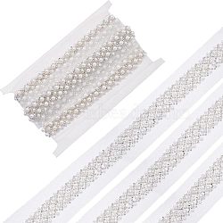 CHGCRAFT Polyester with Plastic Beads Ribbon, White, 2 inch(50mm), 2 yards/box(OCOR-CA0001-16)