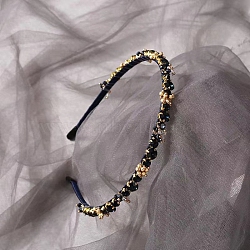 Shiny Elegant Glass Hair Bands, Party Hair Accessories for Girls Women, Midnight Blue, 380mm(PW-WG75179-17)