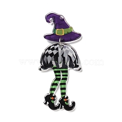 Halloween Theme Acrylic Big Pendants, with Platinum Iron Findings, Witch, Green, 69x28x2mm, Hole: 1.2mm(SACR-Z006-08A)