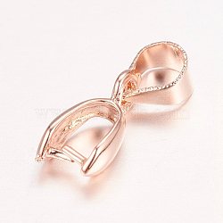Real Rose Gold Plated Brass Pendant Pinch Bails, Nickel Free, Rack Plating, 10.5x5.5x3mm, Hole: 4x5mm(X-KK-E702-05RG-NF)