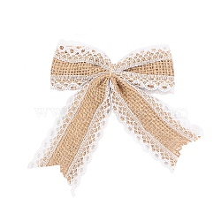Bowknot Linen Burlap Ornament Accessories, Linen, 100x90mm(DIY-CJC0020-03A-1)