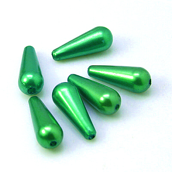 ABS Plastic Imitation Pearl, Drop, Green, 18x7mm