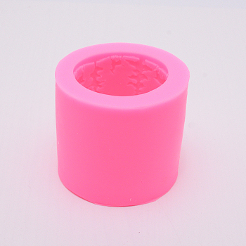 Christmas Pattern Column Silicone Candle Molds, Resin Casting Molds, For UV Resin, Epoxy Resin Craft Making, Pink, 77x68mm, Inner Diameter: 55mm