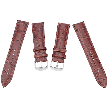 Gorgecraft Leather Watch Bands, with Stainless Steel Clasps, Saddle Brown, 88x22x2mm, 124x20x2mm