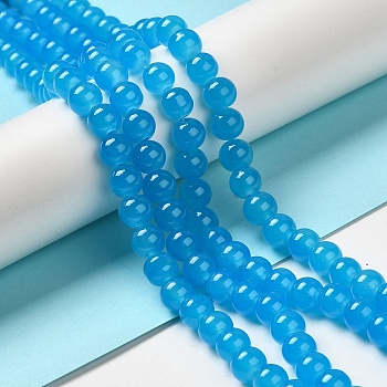 Baking Painted Imitation Jade Glass Round Bead Strands, Dodger Blue, 8.5~9mm, Hole: 1.5mm, about 105pcs/strand, 31.8 inch