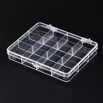 Polystyrene Bead Storage Containers, 12 Compartments Organizer Boxes, with Hinged Lid, Rectangle, Clear, 13x10.5x2cm, compartment: 3x3cm