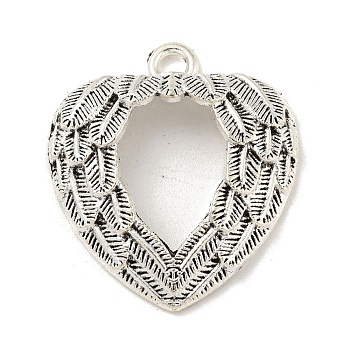 Tibetan Style Alloy Pendants, Heart Charms, Nickel, Antique Silver, 29.5x26x5.5mm, Hole: 2.5mm