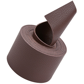 2M Flat Single Face Lychee Pattern Imitation Leather Band, Coconut Brown, 50x1.8mm, about 2.19 Yards(2m)/Roll