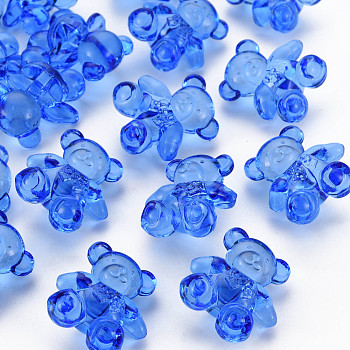 Transparent Acrylic Beads, Bear, Blue, 26.5x24.5x15mm, Hole: 3mm, about 135pcs/500g
