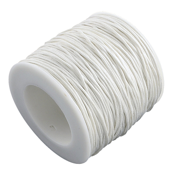 Waxed Cotton Thread Cords, White, 1mm, about 100yards/roll