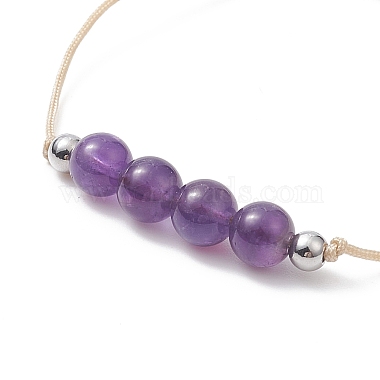 Ensemble de bracelets de perles tressées en améthyste naturelle de style 3 pièces 3(BJEW-JB09334-02)-4