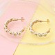 304 Stainless Steel & Bohemian Beaded C-Shaped with Flower Stud Earrings for Women(EJEW-R001-03G-02)-5