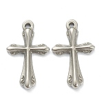 Non-Tarnish 304 Stainless Steel Pendants, Cross, Stainless Steel Color, 23x14x2.5mm, Hole: 1.5mm(STAS-P279-21P)