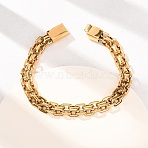 304 Stainless Steel Link Chain Bracelets, Wide Band Bracelets for Women Men, with Magnetic Clasps, PVD Vacuum Plating, Long-Lasting Plated, Golden, 8.86 inch(22.5cm)(BJEW-F529-14G)