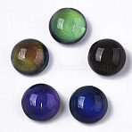 Translucent Glass Cabochons, Changing Color Mood Cabochons, Half Round/Dome, Black, 8x5mm(X-GLAA-T023-03A)