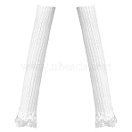 1 Pair Acrylic Fibers Long Mesh Lace Gloves, Dress Accessories, Floral White, 425x90x5mm(AJEW-CN0006-67A)