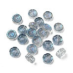 20Pcs Half Plated Electroplate Glass Transparent Beads Strands, Flower, Dodger Blue, 14x14.5x5.5mm, Hole: 1.2mm(EGLA-YW0005-18A)