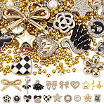 Plastic & ABS Plastic Imitation Pearl & Alloy Cabochons &  Alloy Pendants & Acrylic Beads Findings Kits, Mixed Color, 20.5x7mm(DIY-SC0033-94)