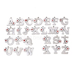 304 Stainless Steel Rhinestone Pendants Sets, Flower & Letter A~Z Charms, Stainless Steel Color, 14.5~15.5x9.5~20x2~2.5mm, Hole: 1.5mm(STAS-B123-03P)