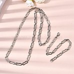 304 Stainless Steel Link Chain Bracelet & Necklace Jewelry Sets, with Lobster Claw Clasps, Stainless Steel Color, 610mm(SJEW-L199-14P)