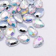 Imitation Taiwan Acrylic Rhinestone Cabochons, Pointed Back & Faceted, teardrop, Clear AB, AB Color, 18x13x5mm, about 500pcs/bag(GACR-A017-13x18mm-17)