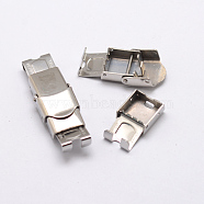 Rectangle 201 Stainless Steel Watch Band Clasps, Stainless Steel Color, 25x13x8mm, Hole: 10x4mm(STAS-N076-09)