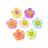 Transparent Resin Decoden Cabochons, Smiling Face Flower, Mixed Color, 8x8.5x3mm(CRES-I035-07)